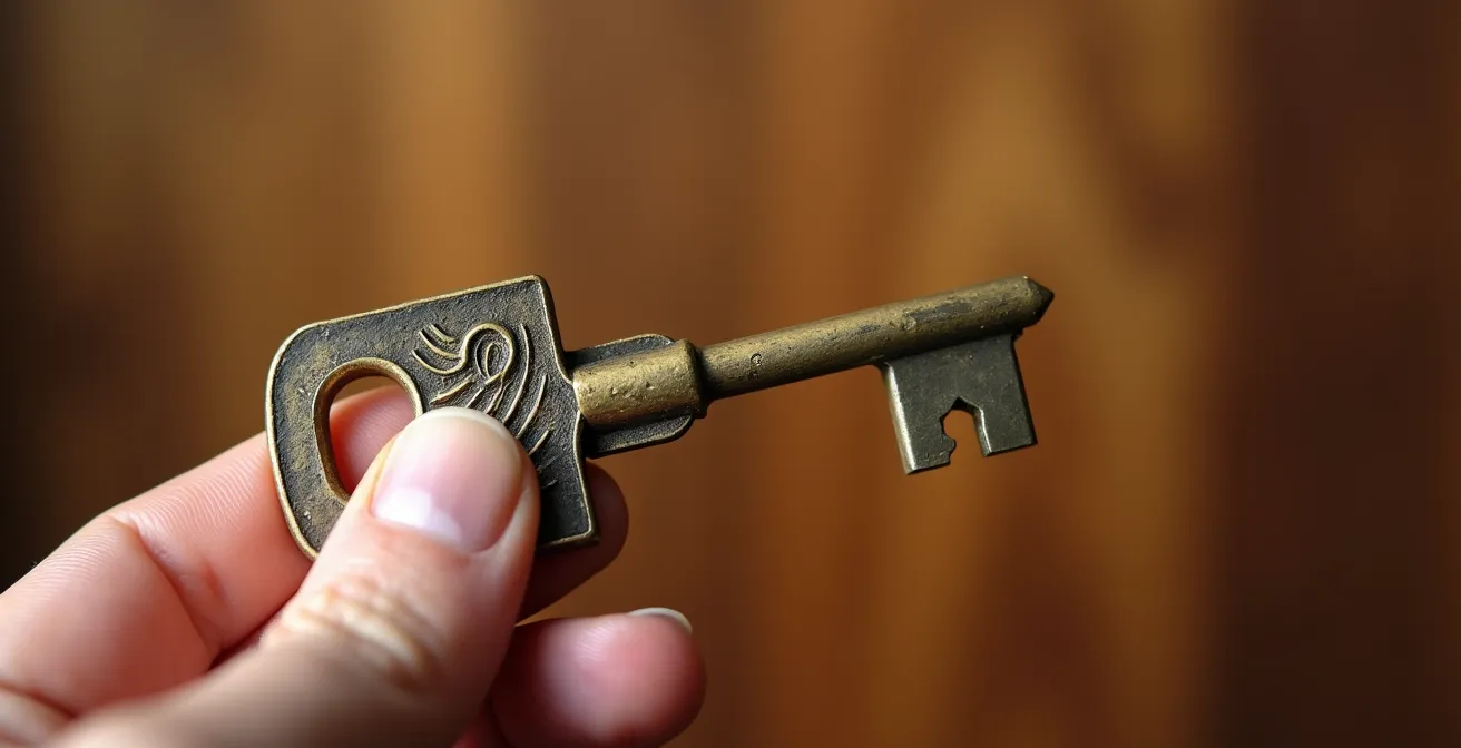 Gros plan sur une main tenant une clé de maison