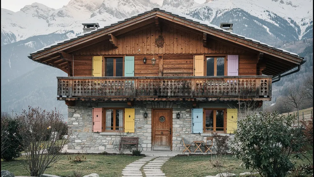 Façade chalet typique Champsaur balcon bois vue montagne résidence secondaire