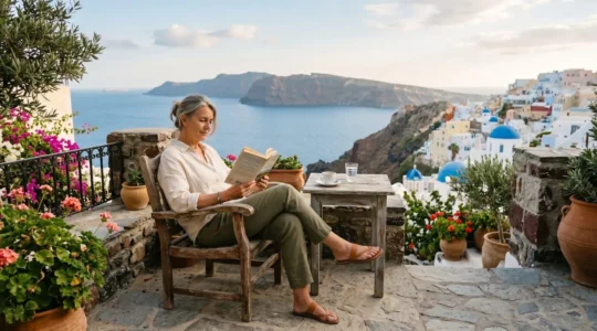 Propriétaire détendu en vacances au bord de la mer, son appartement saisonnier étant géré par une conciergerie locative
